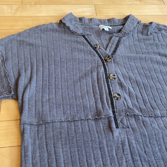 BKE Grey Wide Ribbed Henley - Picture 10 of 10
